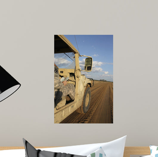 Humvee Driving down Dirt Wall Decal
