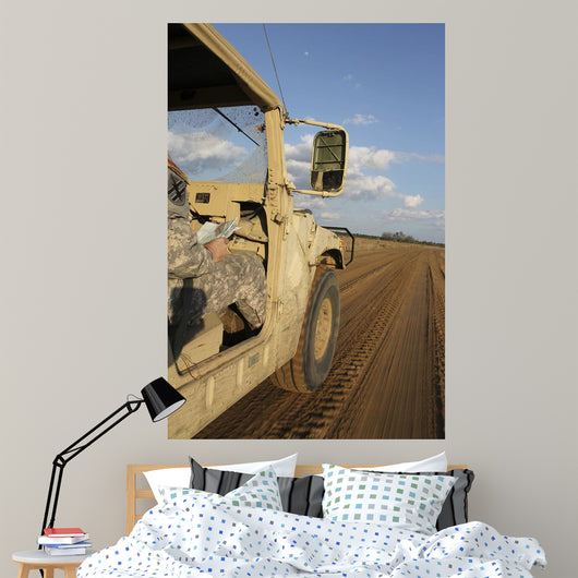 Humvee Driving down Dirt Wall Decal