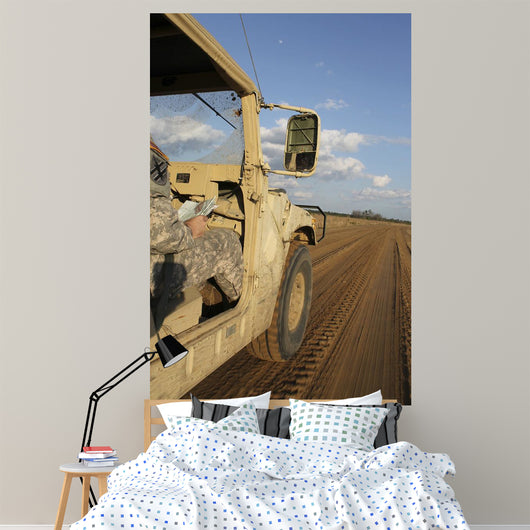 Humvee Driving down Dirt Wall Decal
