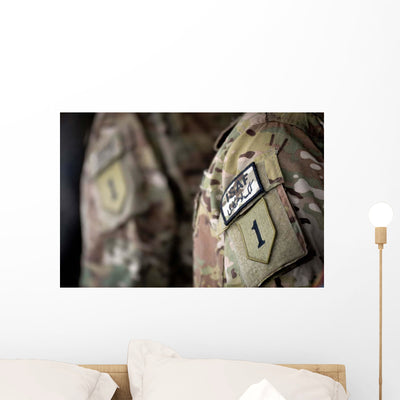 Big Red One Patch Wall Decal shown on a wall