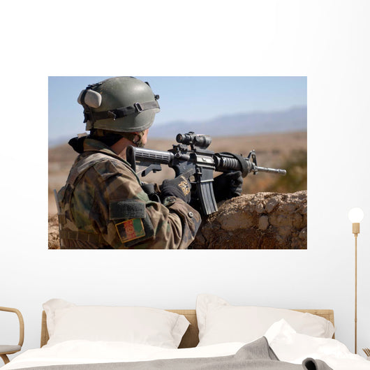 Afghan Commando Scans Horizon Wall Decal