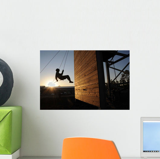 Green Beret Rappels down Wall Decal