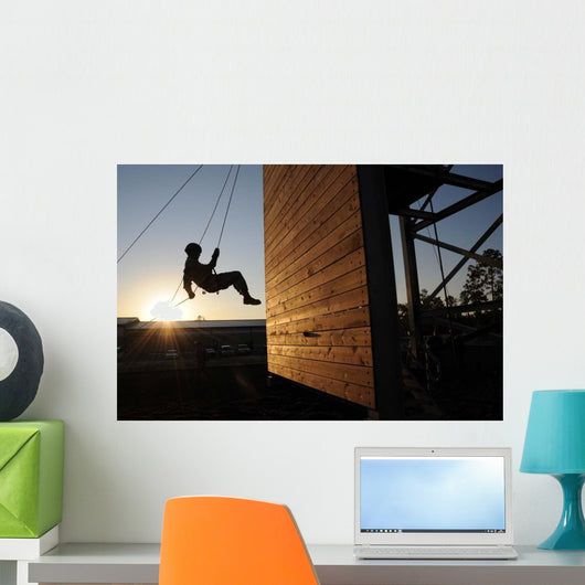 Green Beret Rappels down Wall Decal