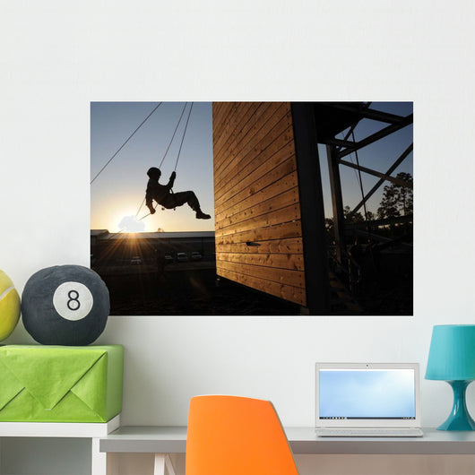 Green Beret Rappels down Wall Decal