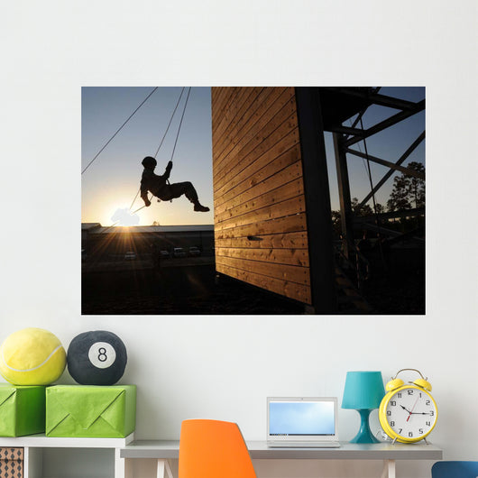 Green Beret Rappels down Wall Decal