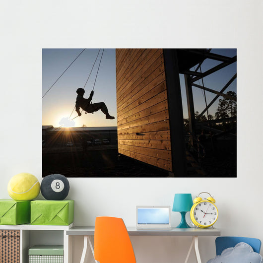 Green Beret Rappels down Wall Decal