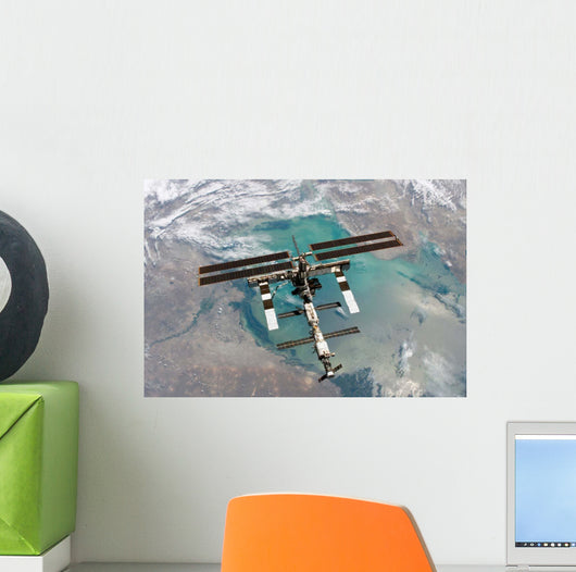 International Space Station Backdropped Wall Decal Design 1