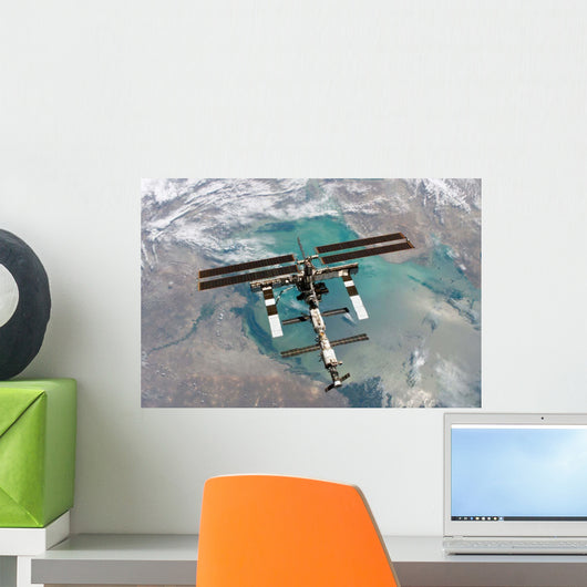 International Space Station Backdropped Wall Decal Design 1