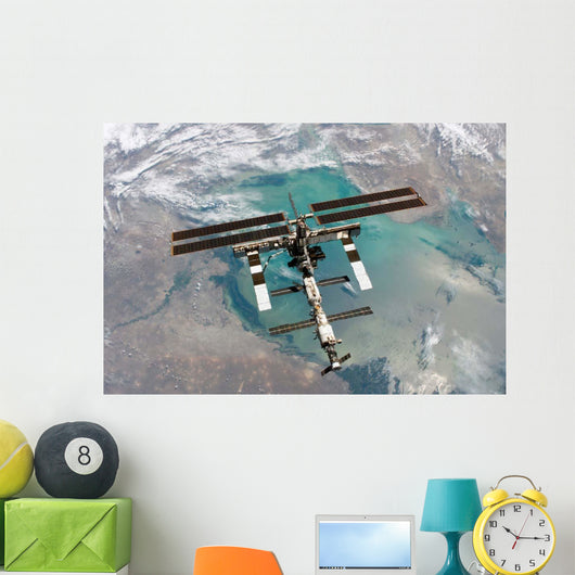 International Space Station Backdropped Wall Decal Design 1