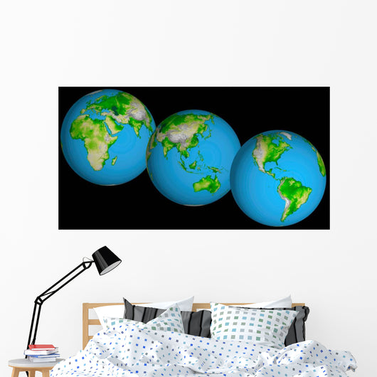 Topographic Views World Wall Decal