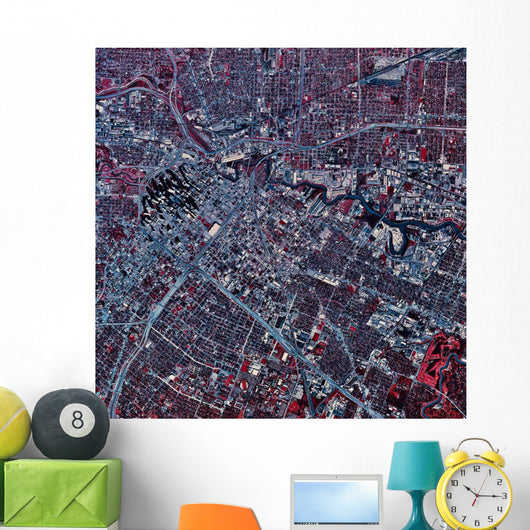 Satellite Houston Texas Wall Decal Design 1