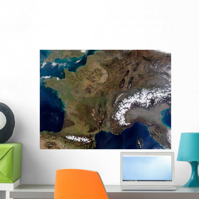 Satellite Western Europe Wall Decal shown on a wall
