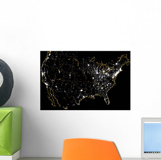United States Night Showing Wall Decal