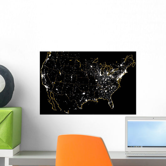 United States Night Showing Wall Decal