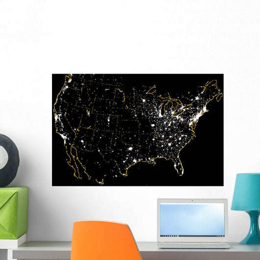 United States Night Showing Wall Decal
