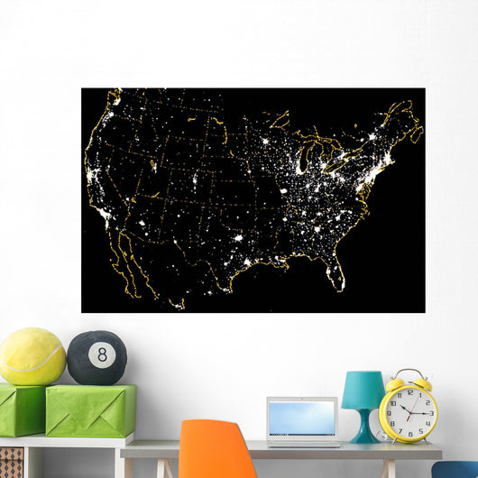 United States Night Showing Wall Decal