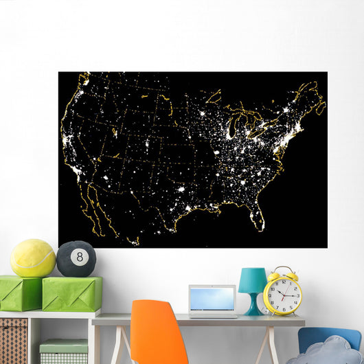 United States Night Showing Wall Decal
