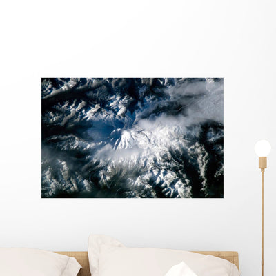 Mount Rainier Washington Wall Decal shown on a wall