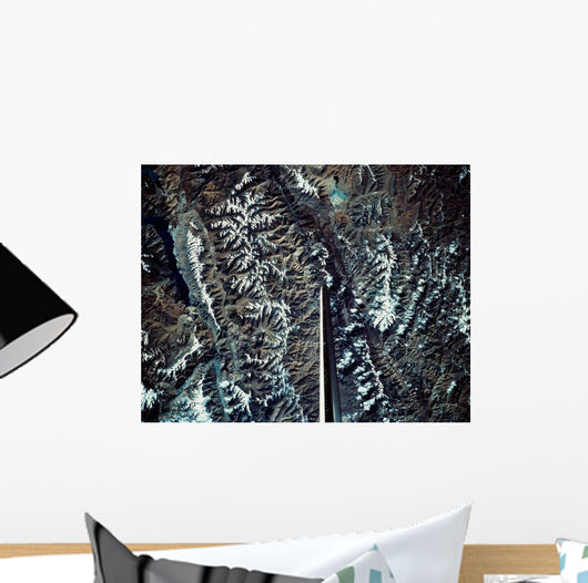 Satellite Image Mountain Range Wall Decal