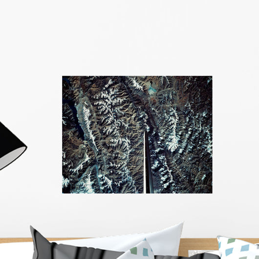 Satellite Image Mountain Range Wall Decal