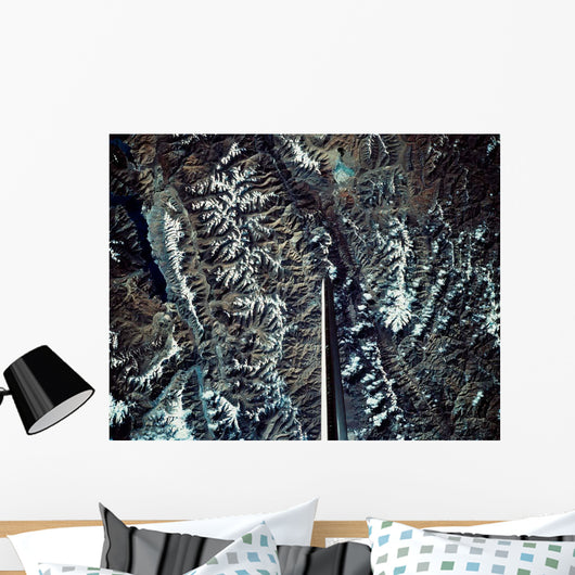 Satellite Image Mountain Range Wall Decal