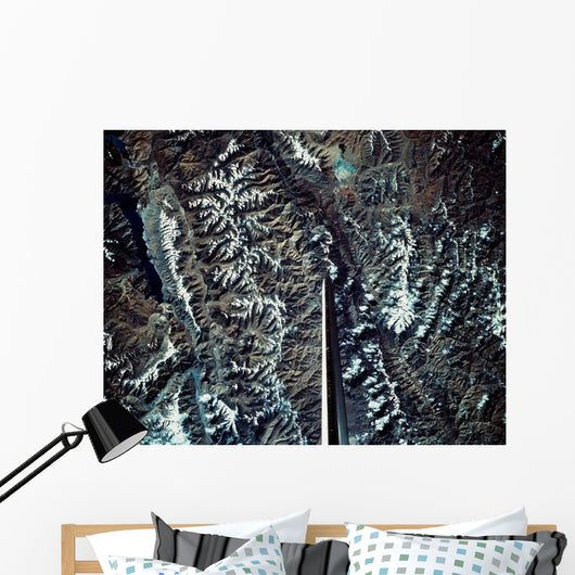 Satellite Image Mountain Range Wall Decal