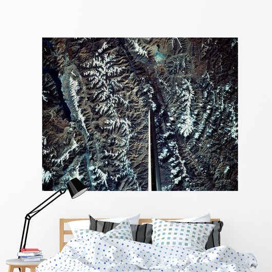 Satellite Image Mountain Range Wall Decal