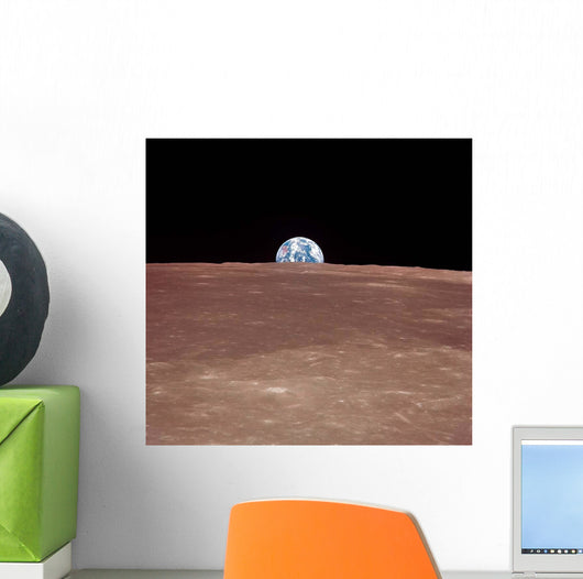 Earth Rising above Moons Wall Decal