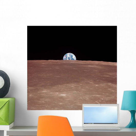Earth Rising above Moons Wall Decal