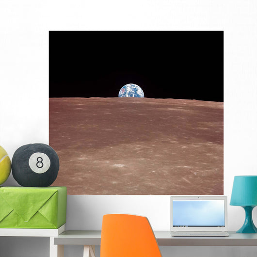 Earth Rising above Moons Wall Decal