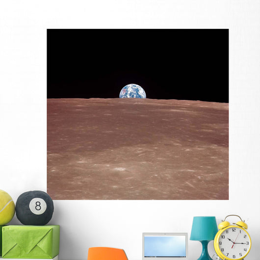 Earth Rising above Moons Wall Decal