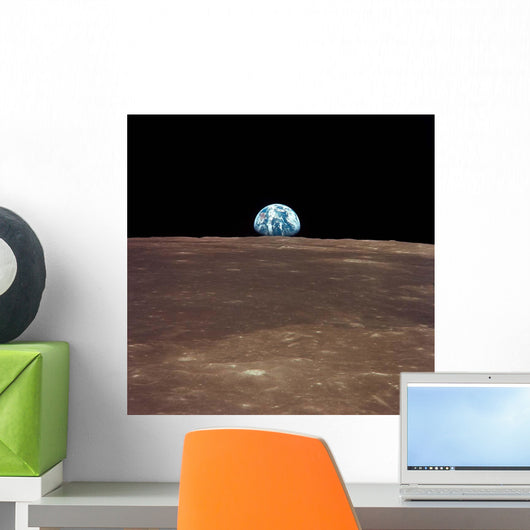 Earth Rising above Moon's Wall Decal Design 1