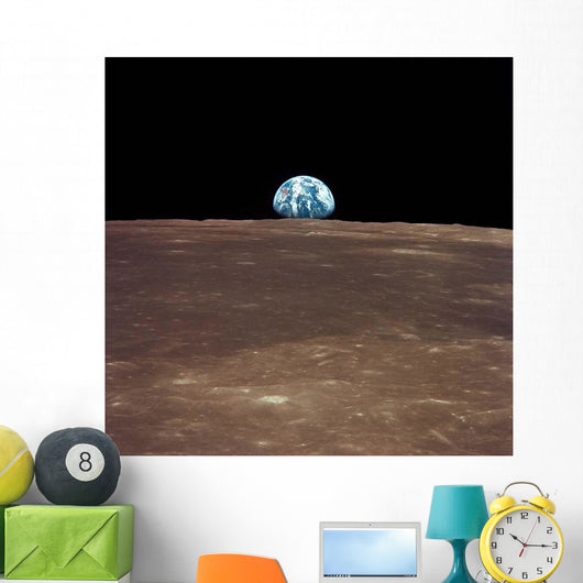 Earth Rising above Moon's Wall Decal Design 1