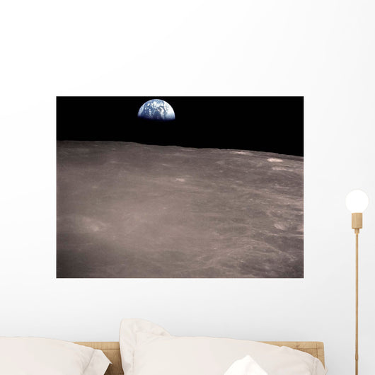 Earth Rising above Moon's Wall Decal Design 2