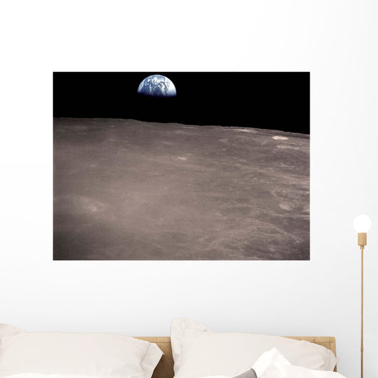 Earth Rising above Moon's Wall Decal Design 2