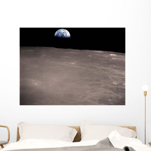 Earth Rising above Moon's Wall Decal Design 2