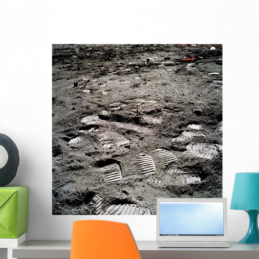Lunar Foot Prints Moon Wall Decal