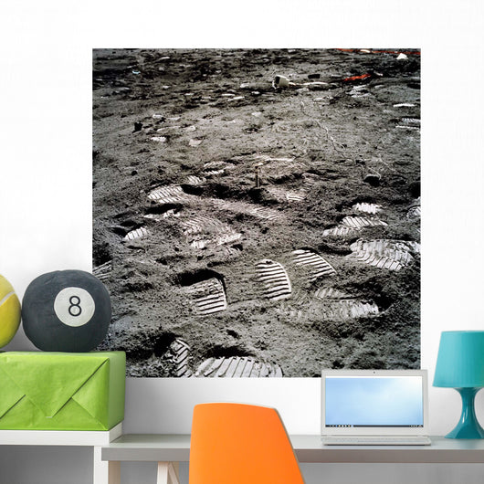 Lunar Foot Prints Moon Wall Decal