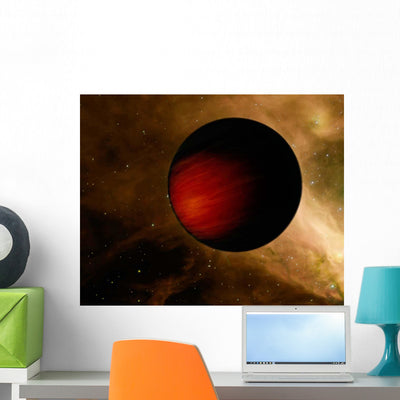 Illustration Hot Jupiter Called Wall Decal shown on a wall