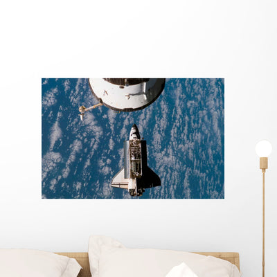 Space Shuttle Atlantis Approaching Wall Decal shown on a wall