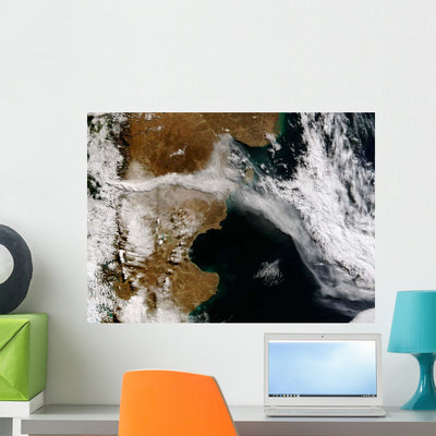 Ash Plume from Eruption Wall Decal shown on a wall