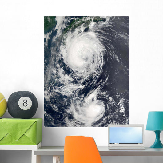 Two Typhoon Systems Approaching Wall Decal