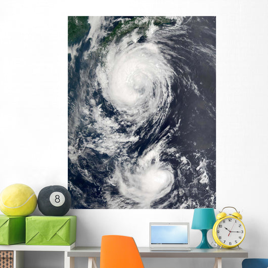 Two Typhoon Systems Approaching Wall Decal