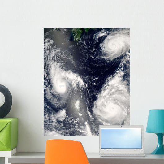 Three Different Typhoons Spinning Wall Decal