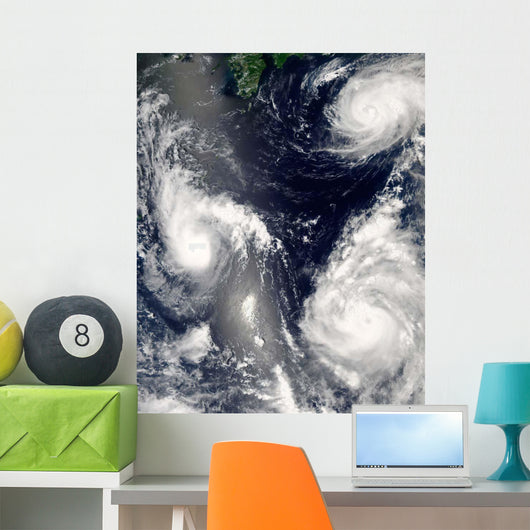 Three Different Typhoons Spinning Wall Decal