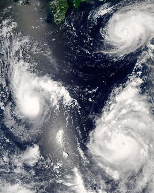 Three Different Typhoons Spinning Wall Decal