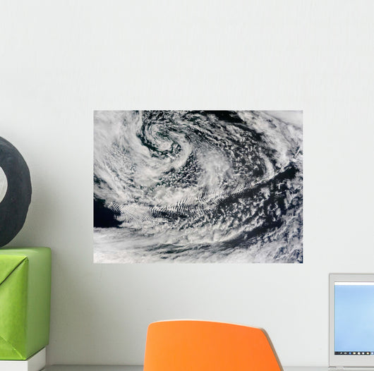 Ship-wave-shaped Wave Clouds Induced Wall Decal