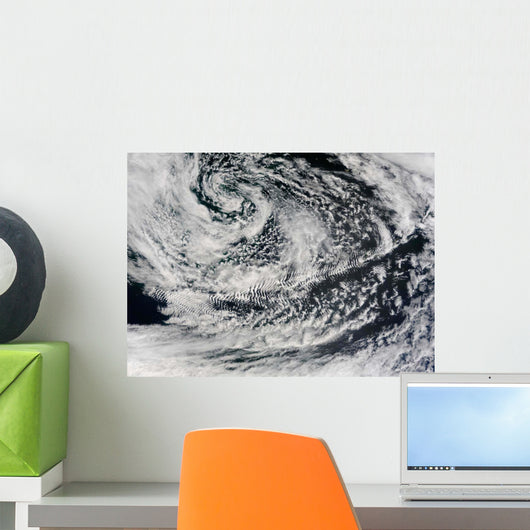 Ship-wave-shaped Wave Clouds Induced Wall Decal