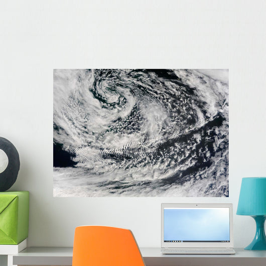 Ship-wave-shaped Wave Clouds Induced Wall Decal