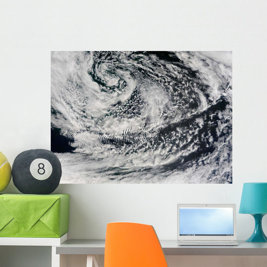 Ship-wave-shaped Wave Clouds Induced Wall Decal